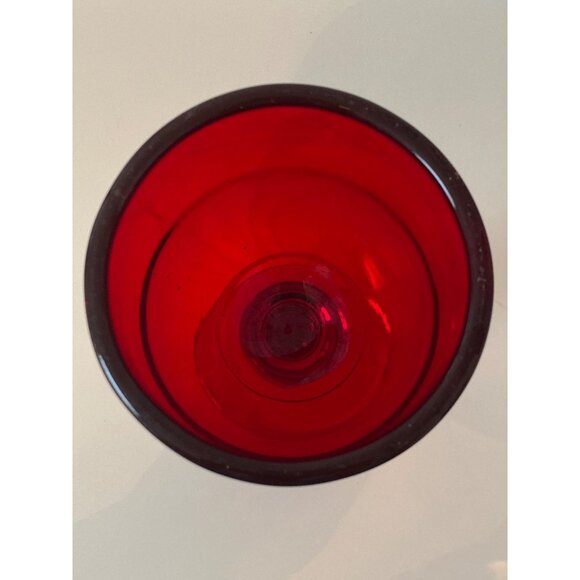 Water Goblet Ruby Red Thick Glass Heavy Replacement Vintage Unmarked - Picture 4 of 8
